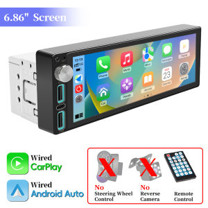 HIPPCRON | Hippcron 1 DIN Car Radio FM Wired Carplay Android Auto Car Audio 6.86 inch IPS Screen BT5.0 Mirror Link Touch Screen MP5 Player