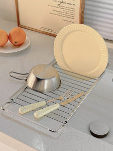 ตู้เก็บของชั้นวางของในเครื่องล้างจานแบบสแตนเลสสำหรับครัว ชั้นวางของในช่องระบายน้ำ ชั้นวางของสำหรับบ้าน สไตล์เรียบง่าย