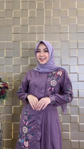 Gamis bordir matahari terlaris bahan katun toyobo