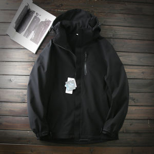 Classic Mens Outdoor Windproof Waterproof Hooded Jacket Casual Coat Spring Large Size Clothing Fashion Urban Style Zipper Closure
