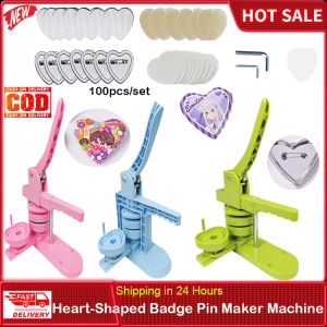 ⭐️【Local Warehouse+COD】⭐Heart-Shaped Push-Pull Badge Machine DIY Badge Pin Maker Kit