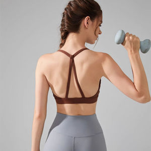 2025 New Yoga Sports Bra Womens Fitness Training Wear with Chest Pad Shock Absorption Pilates Upper Body Apparel Nylon Material