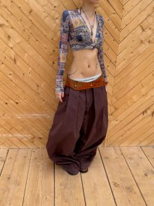 Low Waist Wide Leg Casual Pants Vintage Washed Design Lantern Shape Casual Trousers Soft Comfortable Cotton Straight Leg Pants