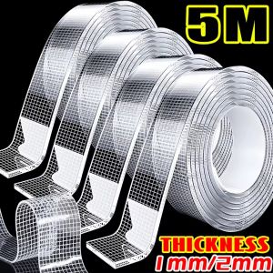 เทปกาวสองหน้าความหนา5ม. เทปนาโนที่แข็งแรงกาวใสไร้รอยต่อกันน้ำแถบเหนียวอะคริลิกความหนืดสูง