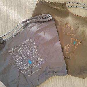 Eco-Friendly Blue Bottle Embroidered Canvas Tote Bag Large Capacity Commuter Crossbody Shopping Bag Fresh Sweet Style Nylon Lining