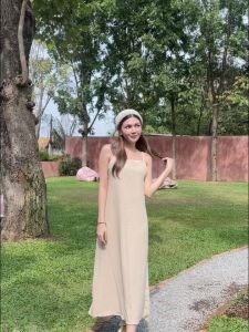 เดรสสายเดี่ยว ผ้าบับเบิ้ล โชว์หลังน่าร้กๆ มีเชือกผูกหลัง สายคาเฟ่สายชิว สาวหวานเว่อร์ แม้กซี่เดรส รุ่น เจ้าหญิง