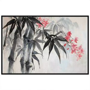 Tranh cây trúc (bụi tre) và hoa lan phong thủy hút thịnh vượng và tài lộc.Tranh treo tườngdán tường.CGI-1209
