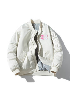 เสื้อแจ็คเก็ตเบสบอลผ้าฝ้ายปักลายตัวอักษรสำหรับผู้ชายและผู้หญิงในฤดูหนาว เสื้อคลุมกันหนาวแบบหลวมๆ น้ำหนักเบา ทรงหลวม ทรงปกติ