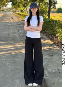 Extended High Waist Bell Bottom Pants Womens Spring Summer New Style Drapey Versatile Floor Length Trousers American Retro Design