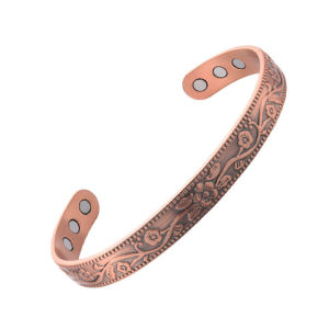 Vintage Magnetic Pure Copper Bracelet for Women Flower Energy Cuff Bangle Preventing Arthritis Jewelry Gift
