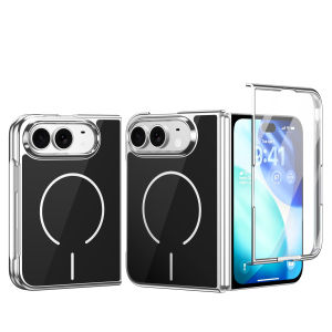 szhaiyu | Luxury Magnetic Plating Edge Phone Case for iPhone Duo iPHone 18 Fold for Magsafe Wireless With Front Screen Protect Glass Cover