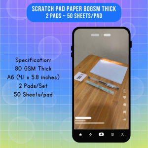 A6 Scratch pad paper notepad 80GSM THICK 2 pads 50 sheets/pad