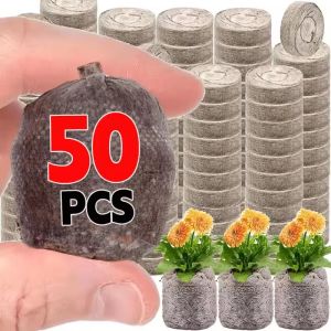 50/10pcs Non-Woven Breathable Plant Starting Pellets Soil Block Absorbent Quick Seeding Blocks Planting Grow Plugs Garden Supplies
