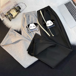 Girls Thickened Fleece Lined Straight Leg Pants Casual All-Match Autumn Winter Trousers with Patches Dog Cartoon Print