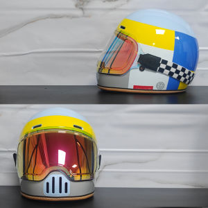 ORZ หมวกกันน็อคจักรยานยนต์สไตล์ย้อนยุคสำหรับทั้งชายและหญิง หมวกกันน็อคแบบครอบเต็มฤดูใบไม้ผลิ ฤดูร้อน ฤดูใบไม้ร่วง ฤดูหนาว ผู้ขับขี่คู่