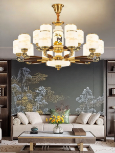 LAIDENG | Chinese Style Redwood & Brass Chandelier