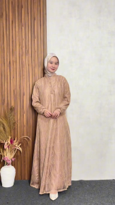 MAYUMI DRESS WANITA BUSUI BAHAN SATIN MIX BRUKAT CHANTILLY GAMIS PESTA KONDANGAN LAMARAN TERBARU