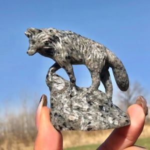 7.5cm Seik Natural Yooperlite Stone Wolf Hand-Carved Crystal Quartz Flame Stone Crafts Ornaments Reiki Minerals Room Decor Gift