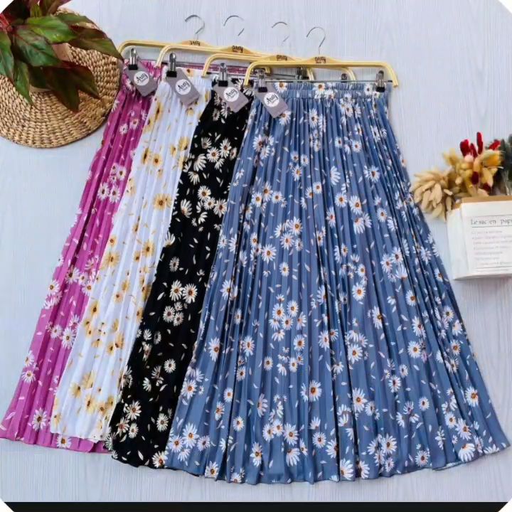 ROK PLISKET FLOWER PREMIUM MOTIP LYLY DAILY MOTIP DAISY MOTIP HANA SKIRT