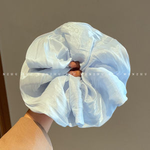 WENZHU | Large Blue Chiffon Ruffled Headband