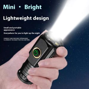 3LED Mini Flashlight Rechargeable Tactical Torch 1500LM Super Bright Outdoor Camping Flashlight Portable Lamp with Tail Magnetic