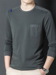 ROMON | Lormen Mens Round Neck Sweatshirt Casual Long Sleeve T-shirt Autumn New Style Bottoming Shirt Fashionable Urban Loose Fit