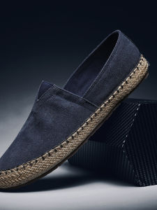 Beijing Mens Canvas Shoes Breathable Linen Woven Slip-On Fisherman Style Casual Footwear round Toe Flat Heel Sporty Summer