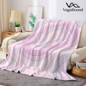 BILIBILI | Pink Wavy Concentric Flannel Blanket Warm Soft Halloween Christmas Decorative Couch Warm Cozy All-Season Gift