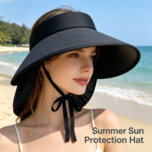WRELS | Fashionable Summer Sun Hats Empty Top Foldable Wide Brimmed Outdoor Travel Caps Sun Protection Lightweight Anti UV Beach Caps