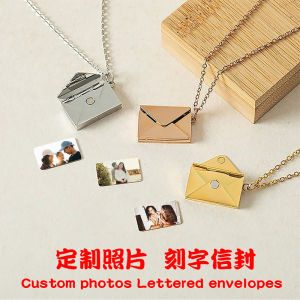 Photo Necklace Custom Fancy Clavicle Chain Female Special-Interest Design Lettering Envelope Pendant Confession Valentines Day Gift