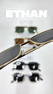 Atlas Apparel ETHAN Polarized Sunglasses for Men (Size 46) - UV400 Square Frame for Round Face