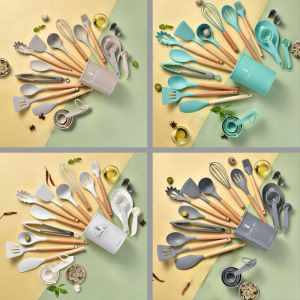 Wood Handle Silicone Cooking Set