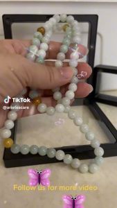 Jade Necklace beads Necklace Green Jade Charm Genuine Certified Jadeite Round Burma Jade beads mens women Sterling Silver Hook lucky gifts Natural Myanmar Jadeite three-color circular beads Necklace Necklace Jadeite