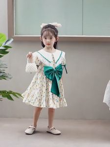 (ST22 Shop) Mẫu V01 - Váy nơ họa tiết quả dứa xinh xắn  đầm bé gái đính nơ kết hợp ren cổ xinh xắn cho bé từ 12-35kg