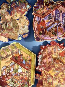 กระดาษทำลายเครียดขนาดใหญ่ 3D วิสัยทัศน์สองมิติสไตล์โบราณ กระดาษติดตกแต่งห้องเรียนสำหรับธุรกิจและวัสดุอุปกรณ์การศึกษา