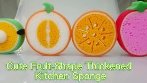 Fruit Shape Cleaning Sponge Kitchen Accessories Dish Washing Sponge Cleaning Dish Remove Stains Thickened Sponge Fruit Pattern Thickened Sponge