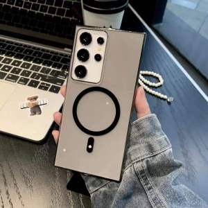 เคส PC แข็งแบบบางพิเศษโปร่งใสสำหรับ เคส Samsung Galaxy S25 S24 S23 S22 Plus Ultra FE สำหรับ เคสซัมซุง เคสแม่เหล็กคริสตัลมันวาว