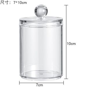 Clear Acrylic Bathroom Storage Jar with Secure Lid Multipurpose Organizer Container for Cotton Pads Swabs Cosmetic Accessories