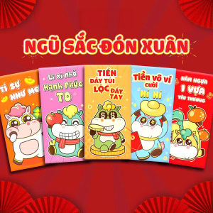 Combo 10 Bao Lì Xì Chú Ngựa Vui Vẻ Tết 2026 Bộ Lì Xì Ngũ Sắc Đón Xuân Dễ Thương May Mắn Phát Tài