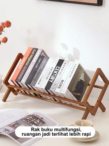 Rak buku desktop rak buku kecil rak buku samping tempat tidur rak penyimpanan meja rak buku kayu solid