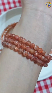 Premium Grade Golden Strawberry Sunstone Bracelet (Single / 3 Rounds)