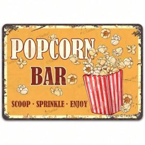CIFbuy | SHEINLC Vintage Rustic Popcorn Bar Nghệ Thuật Treo Tường Dấu Hiệu Kim Loại 8x12 Inch Cho Nhà Bếp Rạp Chiếu Phim Tại Nhà Trang Trí Buổi Tối Xem Phim