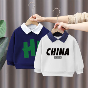 Casual Boys เสื้อโปโลคอปกสําหรับฤดูใบไม้ผลิ/ฤดูใบไม้ร่วงหลวม Fit การ์ตูนแอนิเมชั่นแขนยาวสําหรับเด็ก