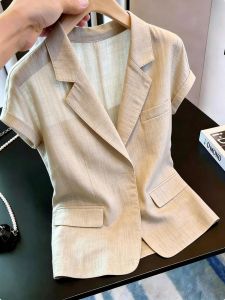 KUNAILIN | Commute Style Turn-Down Collar Short Sleeve Jacket