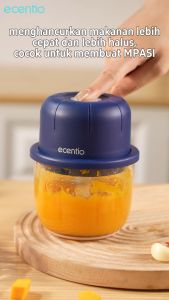 ecentio Juicer Blender Kaca Portabel 6 Mata Pisau Kaca Tebal Cangkir Mini Pembuat Jus Listrik Mengehaluskan Bawang Putih 250ML/350ML Perajang Bumbu