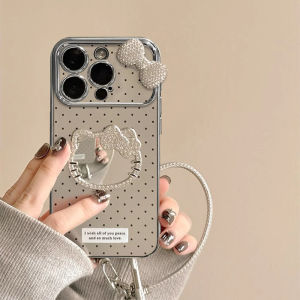 Kowei Cat KT Cat Makeup Mirror Phone Case Strap Silicone Protective Cover for Oppo Find X8S Female Model A3 A5 Vitality 93 A5 pro Anti-Fall X7 Ultra