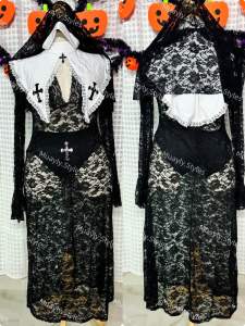 ชุดคอสเพลย์แม่ชีสาวอวบอ้วนชุดเดรสยาวผ่าข้าง 🎃 Size 3XL-5XL