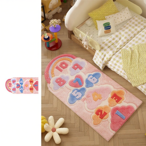 ZHIBAIJIA | Pink Cute Pearl Girl Bedroom Cartoon Bedside Easy-care Rug