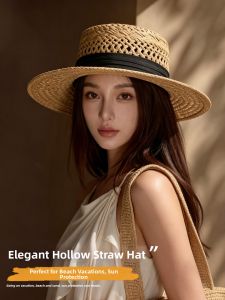 Cgediao | Mũ Rơm Đỉnh Phẳng Chống Nắng Pháp