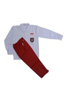 Setelan lengkap Seragam merah putih SD laki - lakikemeja putih lengan panjang dan celana merah panjang serta atribut lainnya kelas 1 s/d 6 SD.